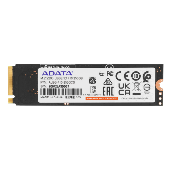 256Gb ADATA Legend 710 SSD, M.2, 2280, 256 Гб, PCI-E 3.0 x4, NVMe, 2100 МБ/сек, 1000 МБ/сек
