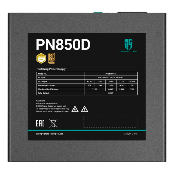 850W GamerStorm (DeepCool) PN850D, ATX12V 3.1, cертификат 80 PLUS Gold