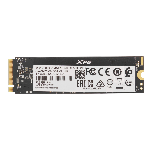 2TB ADATA XPG Blade S70 SSD, M.2, 2280, 2048 ГБ, PCI-E 4.0 x4, NVMe, 7400 МБ/сек, 6800 МБ/сек, TLC