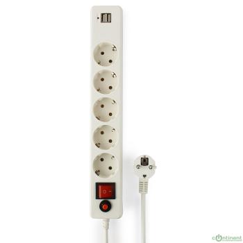 Гарнизон Сетевой фильтр для ИБП ECL-5-U2-W-1.8 5р, 10А, 2xUSB, 1.8м, ур.защиты 4, белый, пакет (22436)
