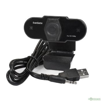Exegate EX287387RUS Веб-камера ExeGate BlackView C615 FullHD (матрица 1/3" 2 Мп, 1920х1080, 1080P, 30fps, 4-линзовый объектив, шторка, USB, фиксированный фокус, микрофон с шумоподавлением, универсальн