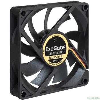 Exegate EX283373RUS Вентилятор ExeGate ExtraSilent ES08015S3P, (80x80x15 мм, Sleeve bearing (подшипник скольжения), 3pin, 1600RPM, 16.5dBA