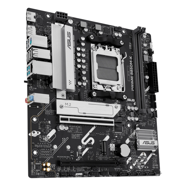 ASUS PRIME B850M-K mATX, сокет AM5, чипсет AMD B850, 2xDDR5, PCI-E 5.0, PCI-E 4.0, 2xM.2, Type-C, сеть: 2.5 Гб/с, HDMI, DisplayPort