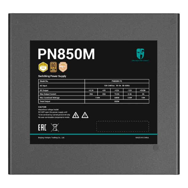 850W GamerStorm (DeepCool) PN850M, ATX12V 3.1, cертификат 80 PLUS Gold
