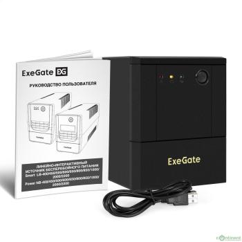 Exegate EX299785RUS ИБП ExeGate Power NB-2200.LED.AVR.4SH.USB (2200VA/1300W, LED, AVR, 4*Schuko, USB, батарея 12V 9Ah - 2 шт., металлический корпус, Black)
