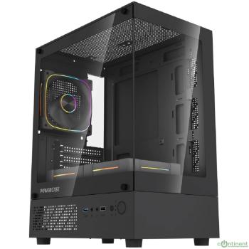 Powercase Корпус Vision Micro M1 ARGB, Tempered Glass, 3x 120mm ARGB fans, чёрный, mATX  (CVMM1B-A3)