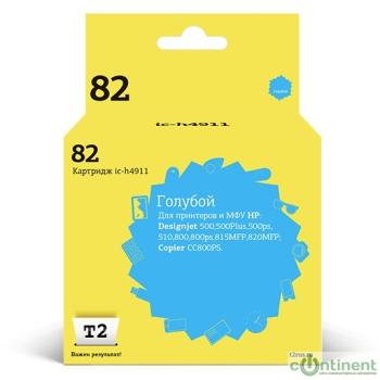 T2 C4911A Картридж №82 для HP DesignJet 500/510/800/815MFP/820MFP/CC820PS, голубой
