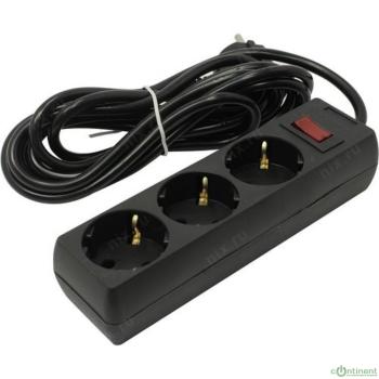 Exegate EX279351RUS Удлинитель ExeGate EC-3-3B (3 розетки, 3м, евровилка, черный)