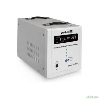 Exegate EX291726RUS Стабилизатор напряжения ExeGate Expert AS-8000 (8000ВА, вход 140-260В, цветной дисплей, выход 220В±8%, КПД 98%, 5 уровней защиты, задержка, усиленный метал. корпус, клем.колодка, R